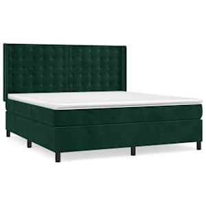 Box spring postel s matrací tmavě zelená 160x200 cm samet - obrázek 2