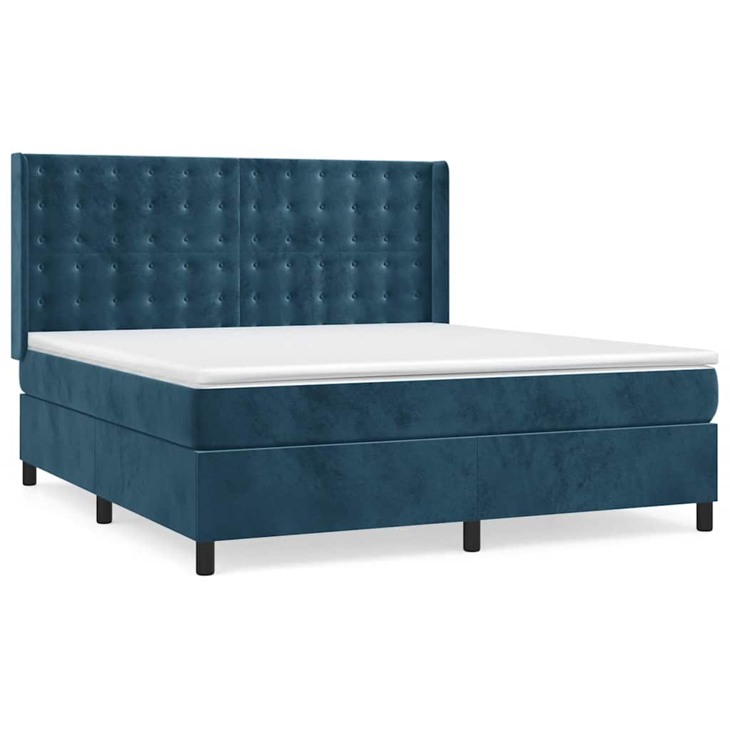 vidaXL Posteľný rám boxsping s matracom tmavomodrý 160x200 cm zamat