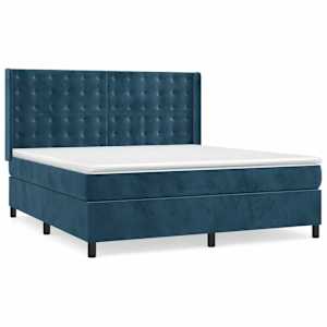 Box spring postel s matrací tmavě modrá 160x200 cm samet - obrázek 2