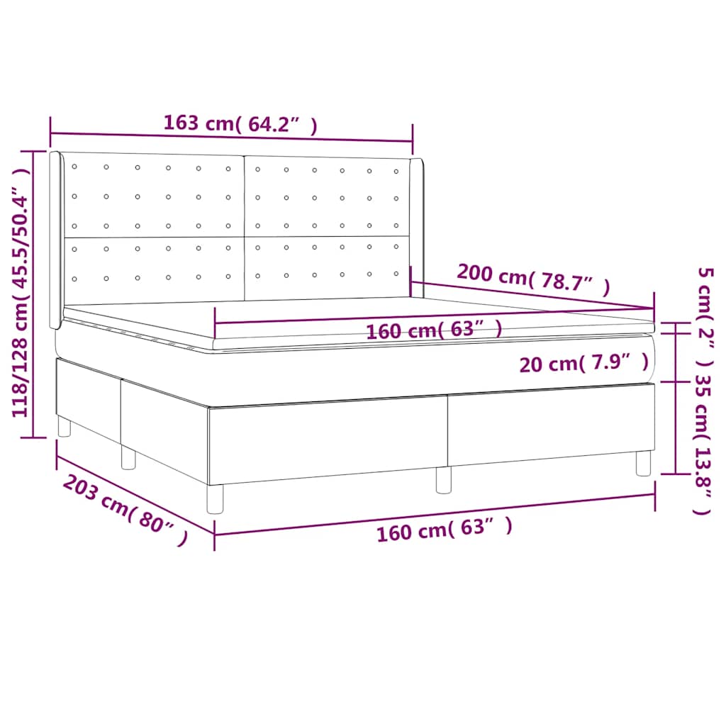 Box spring postelja z vzmetnico temno modra 160x200 cm žamet - slika 8