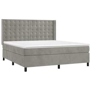 Box spring postel s matrací světle šedá 180x200 cm samet - obrázek 3
