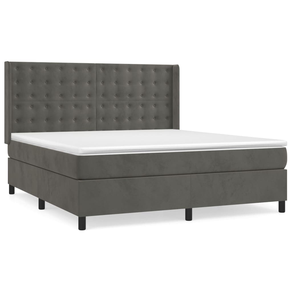Thumbnail - vidaXL Boxspringbett mit Matratze Dunkelgrau 180x200 cm Samt