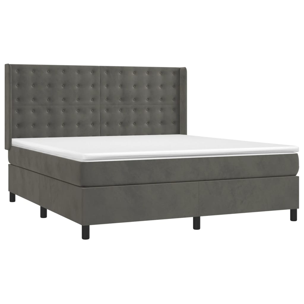 Thumbnail - vidaXL Boxspringbett mit Matratze Dunkelgrau 180x200 cm Samt