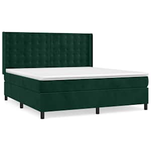 Box spring postel s matrací tmavě zelená 180x200 cm samet - obrázek 2