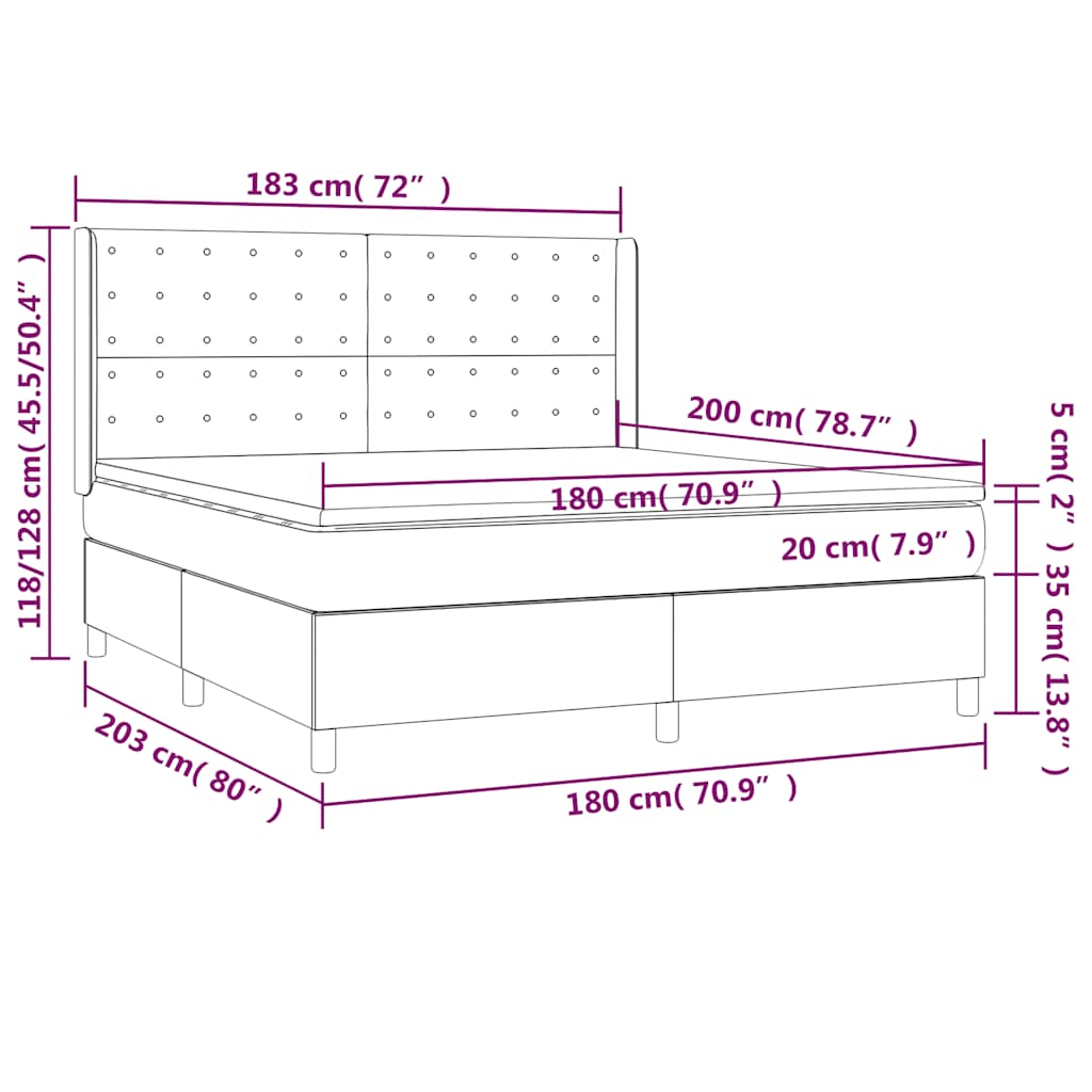 Box spring postelja z vzmetnico temno modra 180x200 cm žamet - slika 8