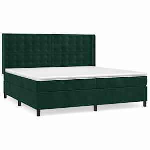 Box spring postel s matrací tmavě zelená 200x200 cm samet - obrázek 2