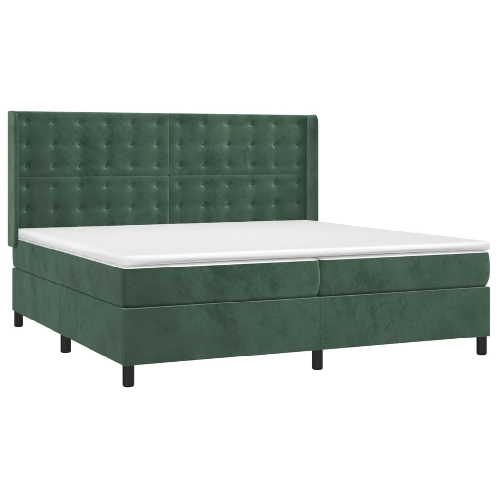 Thumbnail - vidaXL Boxspringbett mit Matratze Dunkelgrün 200x200 cm Samt