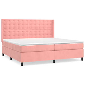 Box spring postel s matrací růžová 200x200 cm samet - obrázek 2