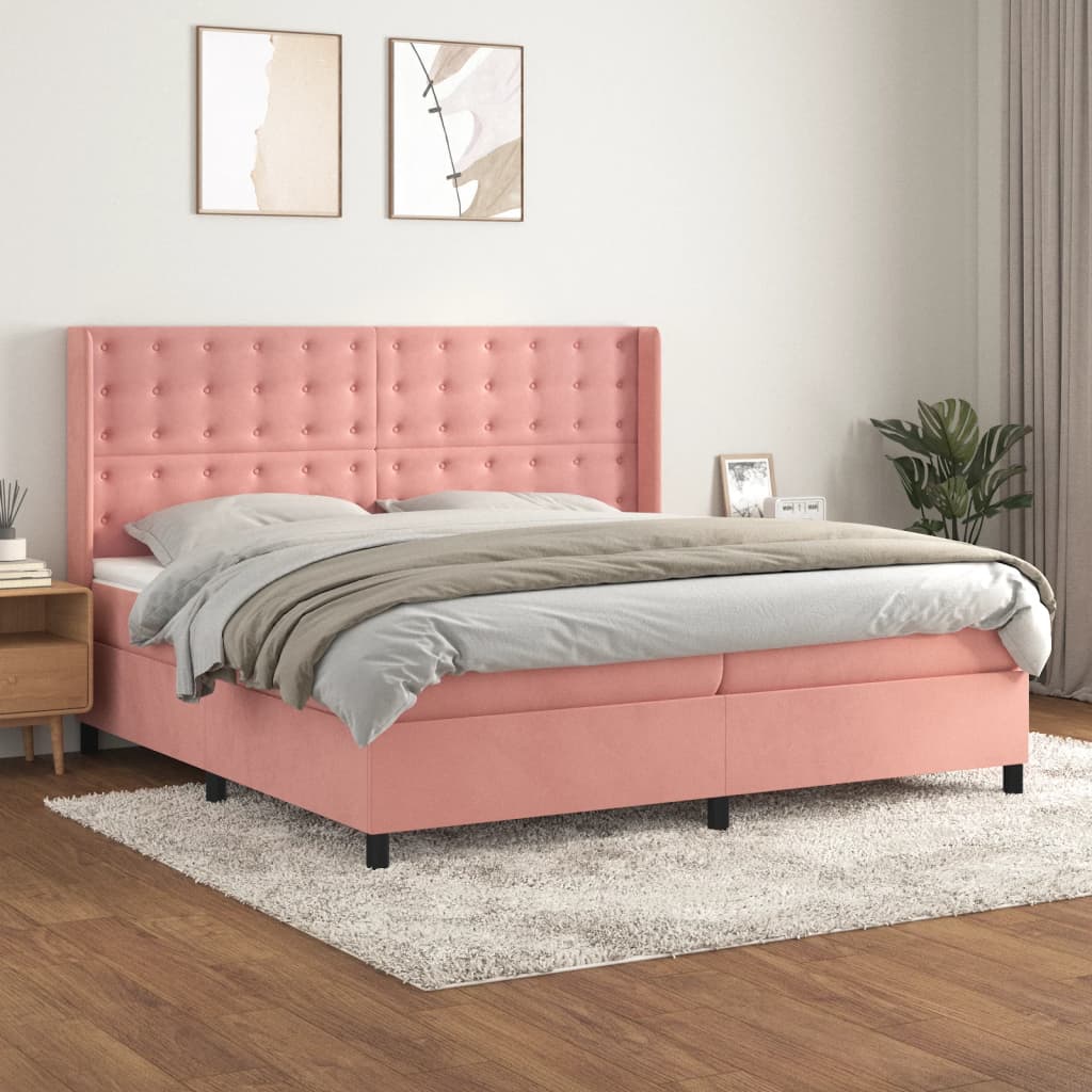 Lit à sommier tapissier avec matelas Rose 200x200 cm Velours