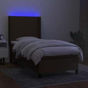 Box spring postel s matrací a LED tmavě hnědá 90x190 cm textil - obrázek 3