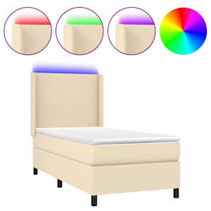 Box spring postel s matrací a LED krémová 90x190 cm textil - obrázek 2