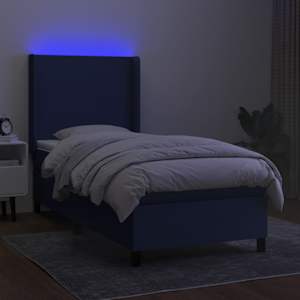 Box spring postel s matrací a LED modrá 90x190 cm textil - obrázek 3
