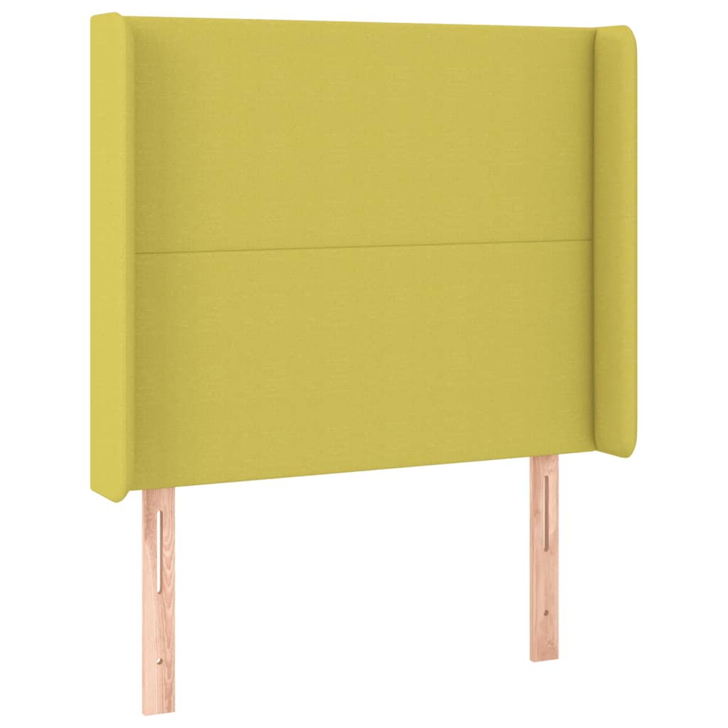 Zöld szövet rugós és LED-es ágy matraccal 90x190 cm 