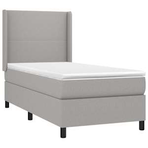 Box spring postel s matrací a LED světle šedá 90x200 cm textil - obrázek 4