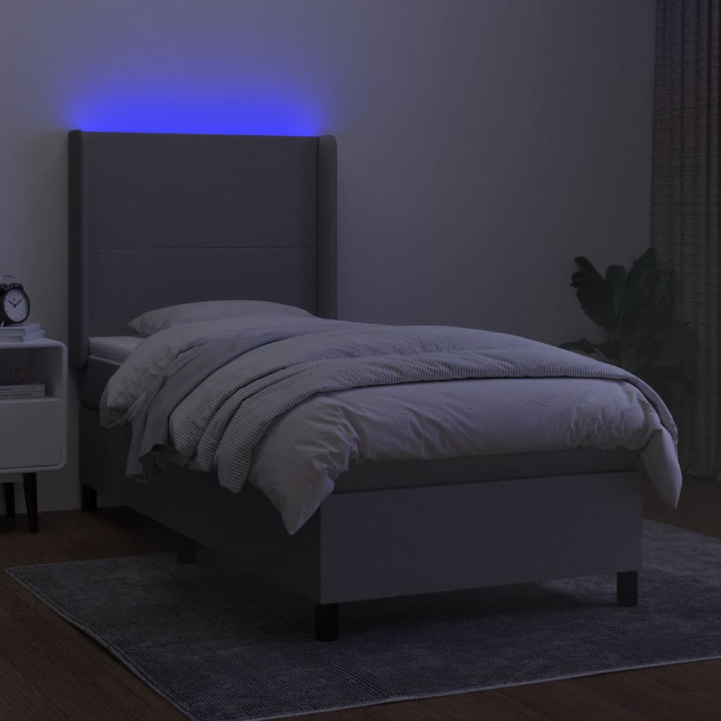 Thumbnail - vidaXL Boxspringbett mit Matratze & LED Hellgrau 100x200 cm Stoff
