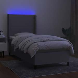 Box spring postel s matrací a LED světle šedá 100x200 cm textil - obrázek 3