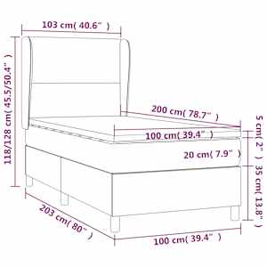 Box spring postel s matrací a LED tmavě hnědá 100x200 cm textil - obrázek 8