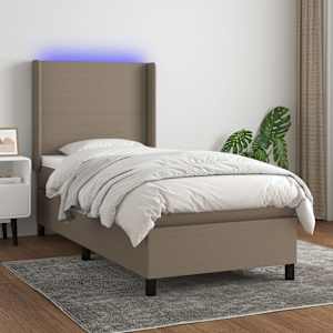 Box spring postelja z vzmetnico LED taupe 100x200 cm blago
