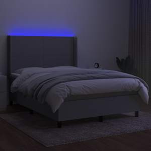 Box spring postel s matrací a LED světle šedá 140x190 cm textil - obrázek 3
