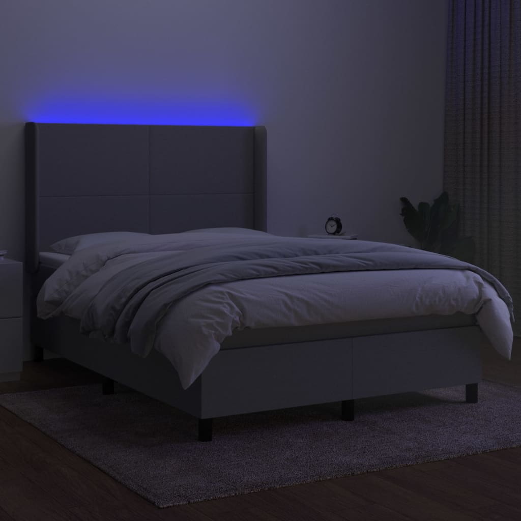 Thumbnail - vidaXL Boxspringbett mit Matratze & LED Hellgrau 140x200 cm Stoff