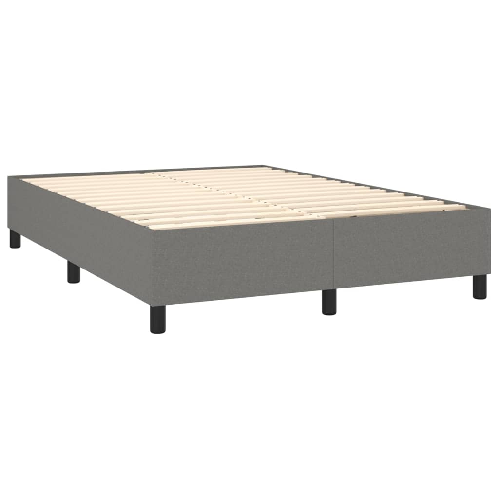 Box spring postel s matrací a LED tmavě šedá 140x200 cm textil