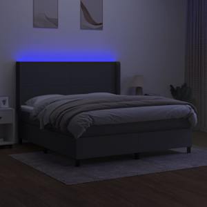 Box spring postel s matrací a LED tmavě šedá 160x200 cm textil - obrázek 3