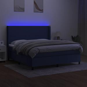 Box spring postel s matrací a LED modrá 160x200 cm textil - obrázek 3