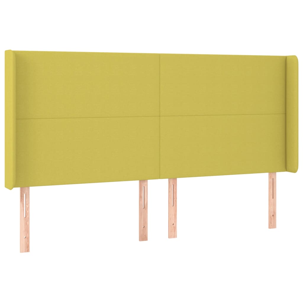 Zöld szövet rugós és LED-es ágy matraccal 160x200 cm 