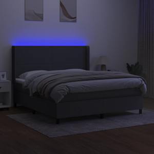 Box spring postel s matrací a LED tmavě šedá 180x200 cm textil - obrázek 3