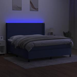 vidaXL Cama box spring c/ colch&atilde;o e LED 180x200 cm tecido azul