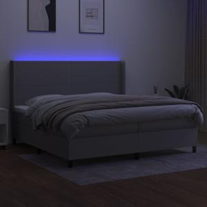 Box spring postel s matrací a LED světle šedá 200x200 cm textil - obrázek 3