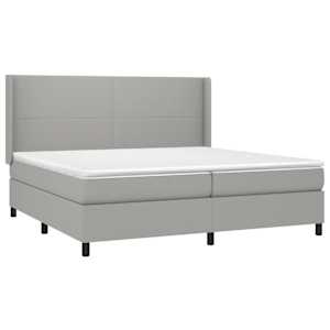 Box spring postel s matrací a LED světle šedá 200x200 cm textil - obrázek 4