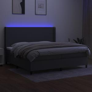 Box spring postel s matrací a LED tmavě šedá 200x200 cm textil - obrázek 3