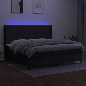 Box spring postel s matrací a LED černá 200x200 cm textil - obrázek 3