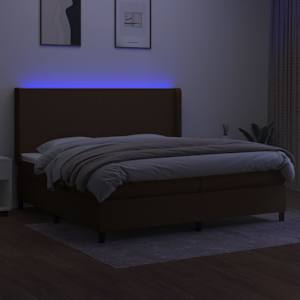 Box spring postel s matrací a LED tmavě hnědá 200x200 cm textil - obrázek 3