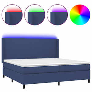 Box spring postel s matrací a LED modrá 200x200 cm textil - obrázek 2
