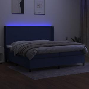 Box spring postel s matrací a LED modrá 200x200 cm textil - obrázek 3