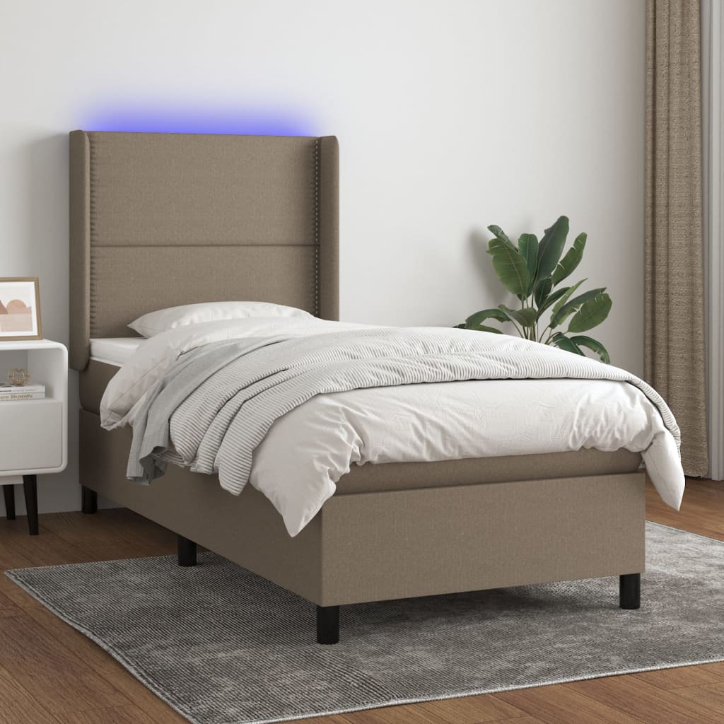 Boxspringbett mit Matratze & LED Taupe 80×200 cm Stoff