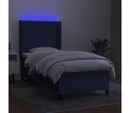 vidaXL Boxspringbett mit Matratze & LED Blau 80x200 cm Stoff