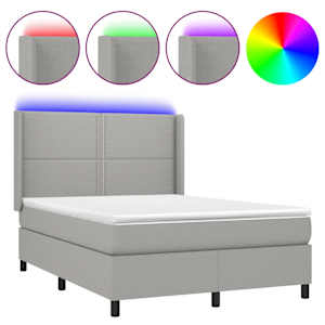 Box spring postel s matrací a LED světle šedá 140x190 cm textil - obrázek 2