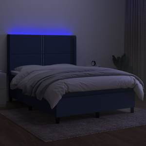 vidaXL Cama box spring c/ colch&atilde;o e LED 140x200 cm tecido azul