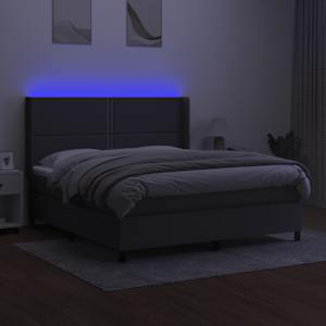vidaXL Box spring postelja z vzmetnico LED temno siva 160x200 cm blago