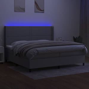 Box spring postel s matrací a LED světle šedá 200x200 cm textil - obrázek 3