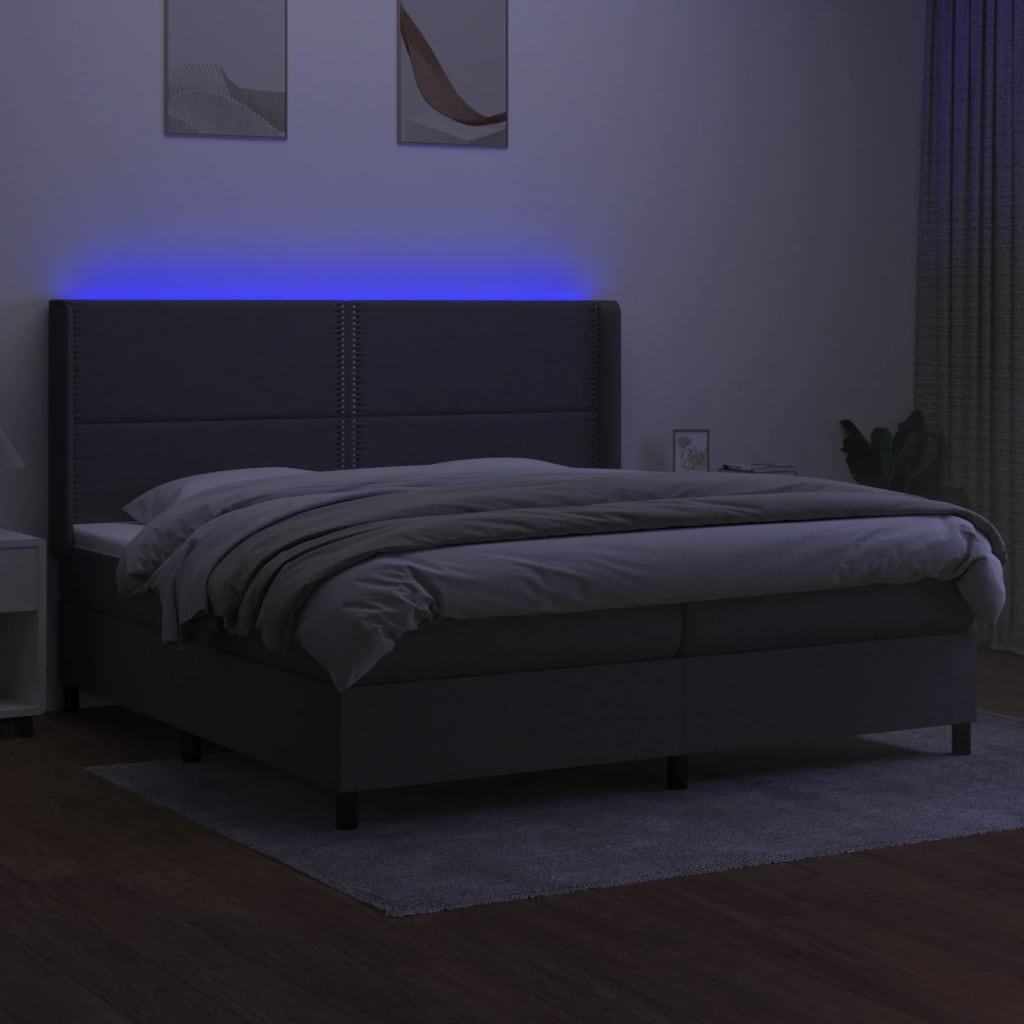 Thumbnail - vidaXL Boxspringbett mit Matratze & LED Dunkelgrau 200x200 cm Stoff