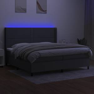 Box spring postel s matrací a LED tmavě šedá 200x200 cm textil - obrázek 3