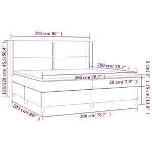 Box spring postel s matrací a LED tmavě šedá 200x200 cm textil - obrázek 8