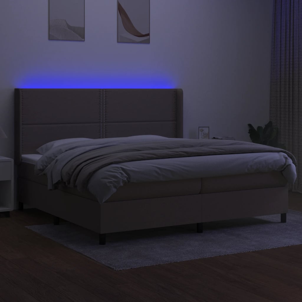 Thumbnail - vidaXL Boxspringbett mit Matratze & LED Taupe 200x200 cm Stoff