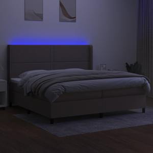 Box spring postel s matrací a LED taupe 200x200 cm textil - obrázek 3