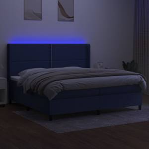 Box spring postel s matrací a LED modrá 200x200 cm textil - obrázek 3