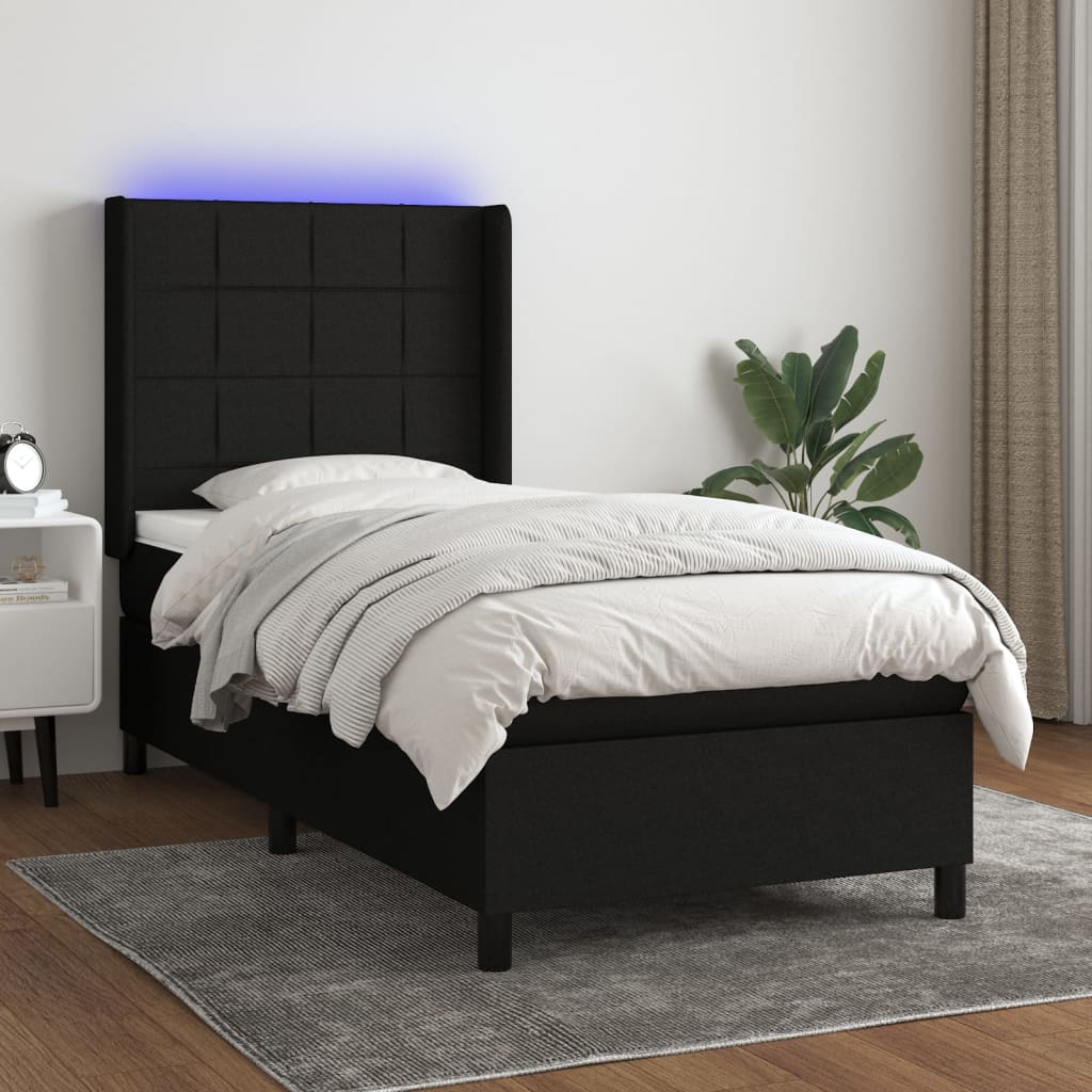 Boxspringbett mit Matratze & LED Schwarz 80×200 cm Stoff